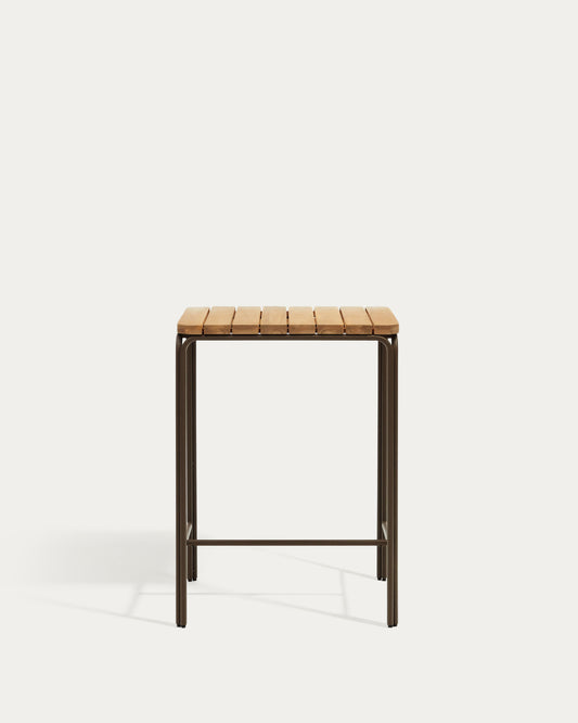 Salguer bar sto od masivnog bagremovog drveta i braon čelika, pogodan za spoljnu upotrebu, 70 x 70 cm FSC 100%