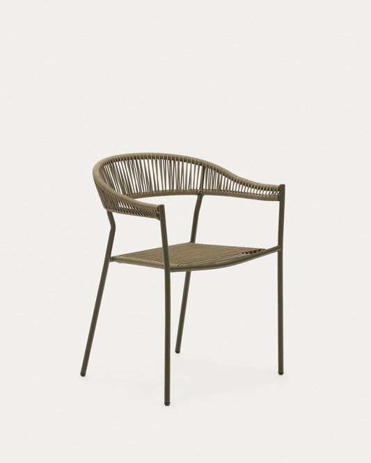 Futadera stolica na otvorenom od zelene sintetičke gajtane i zeleno obojenog čelika