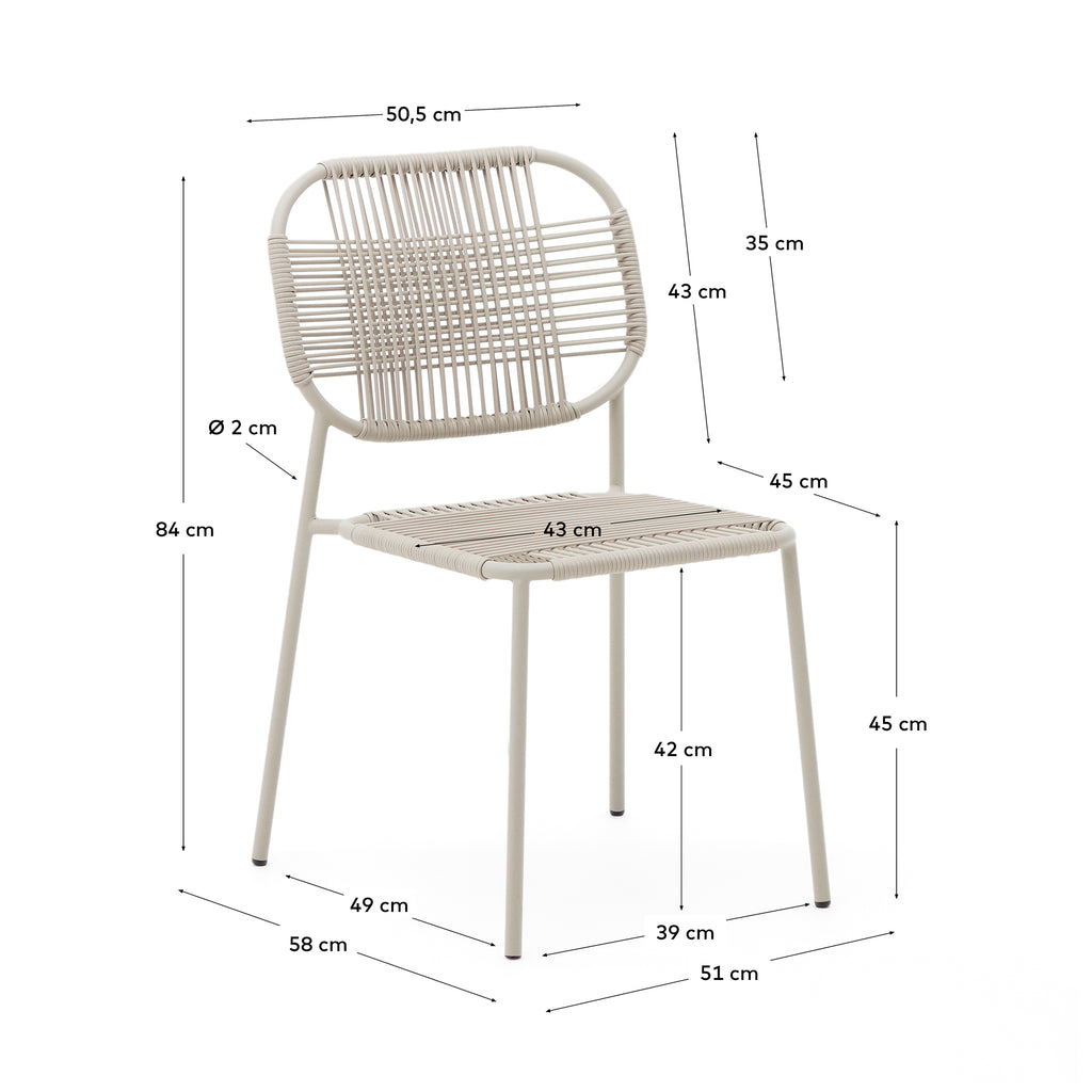 talaier vanjska stolica za slaganje od sintetičkog užeta i pocinkovanog čelika u bež boji