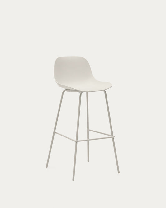 Altea beige stool with beige-finished steel legs 75 cm