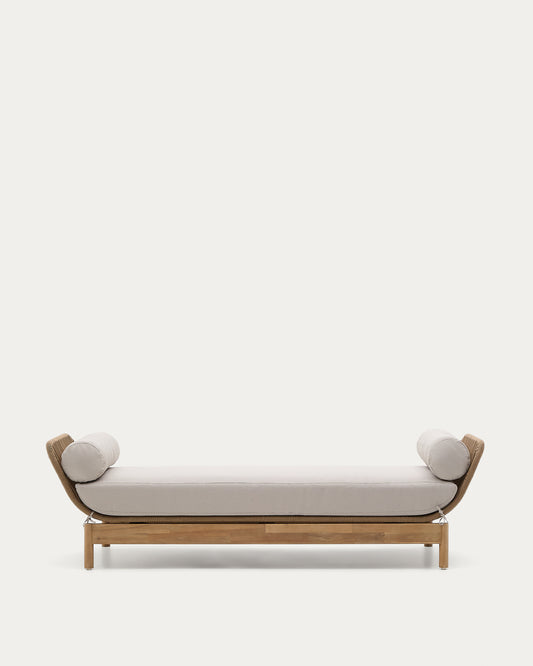 Catalina ležaljka, od bež gajtana i čvrstog FSC 100% bagremovog drveta