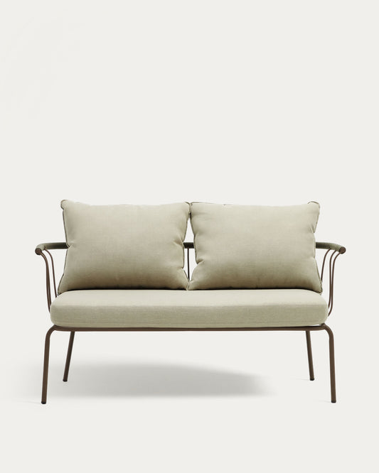 Salguer sofa od zelenog užeta i čelika sa braon lakiranom završnom obradom, 134 cm