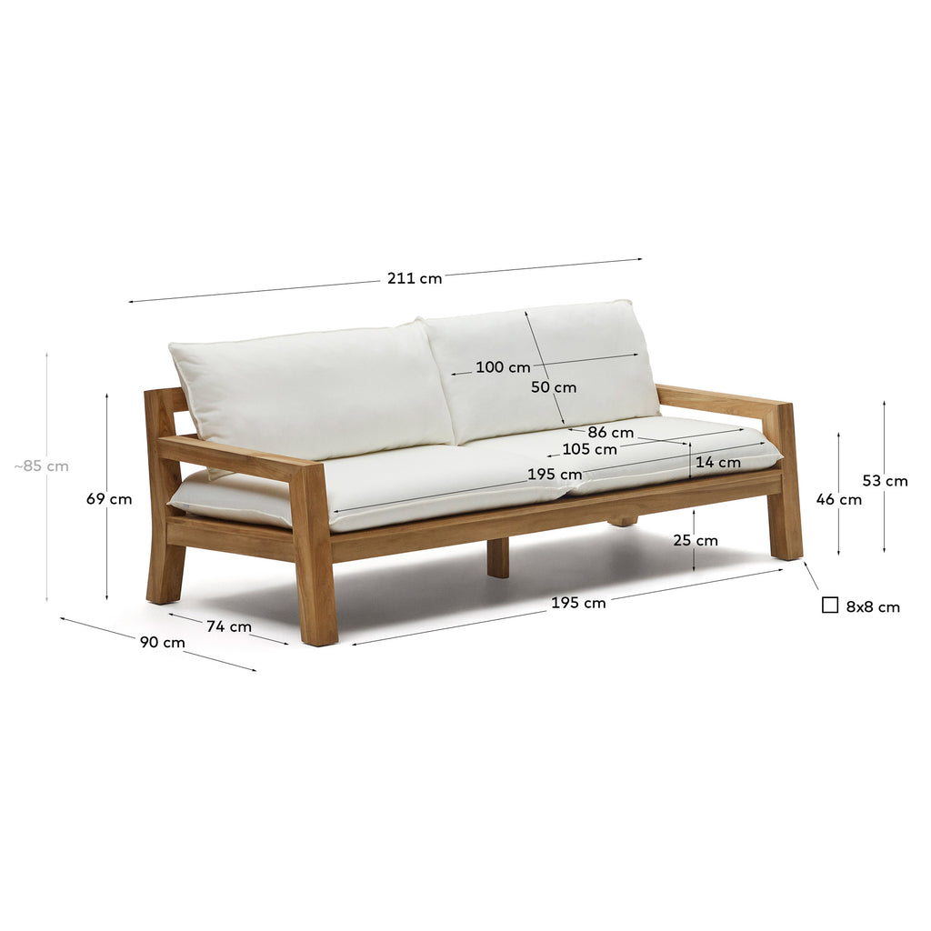 Forcanera trosed sofa od tikovine, 211 cm