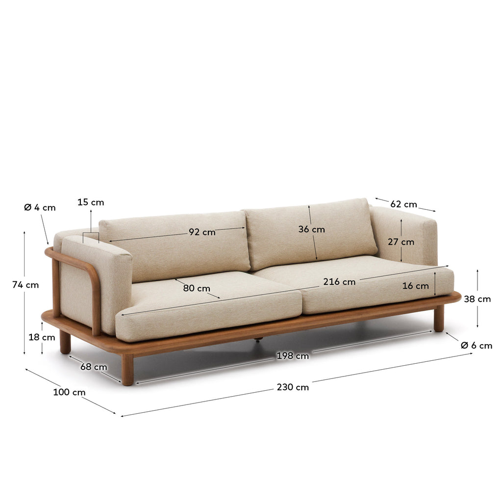 turqueta trosed sofa od punog tikovinog drveta 230 cm FSC 100%