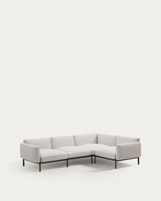 Sorells modular 5-seater outdoor corner sofa in aluminium with green finish 276 x 191,5 cm
