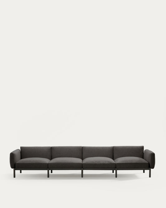 Sorells modular 4-seater outdoor sofa in aluminium with grey finish 370 cm