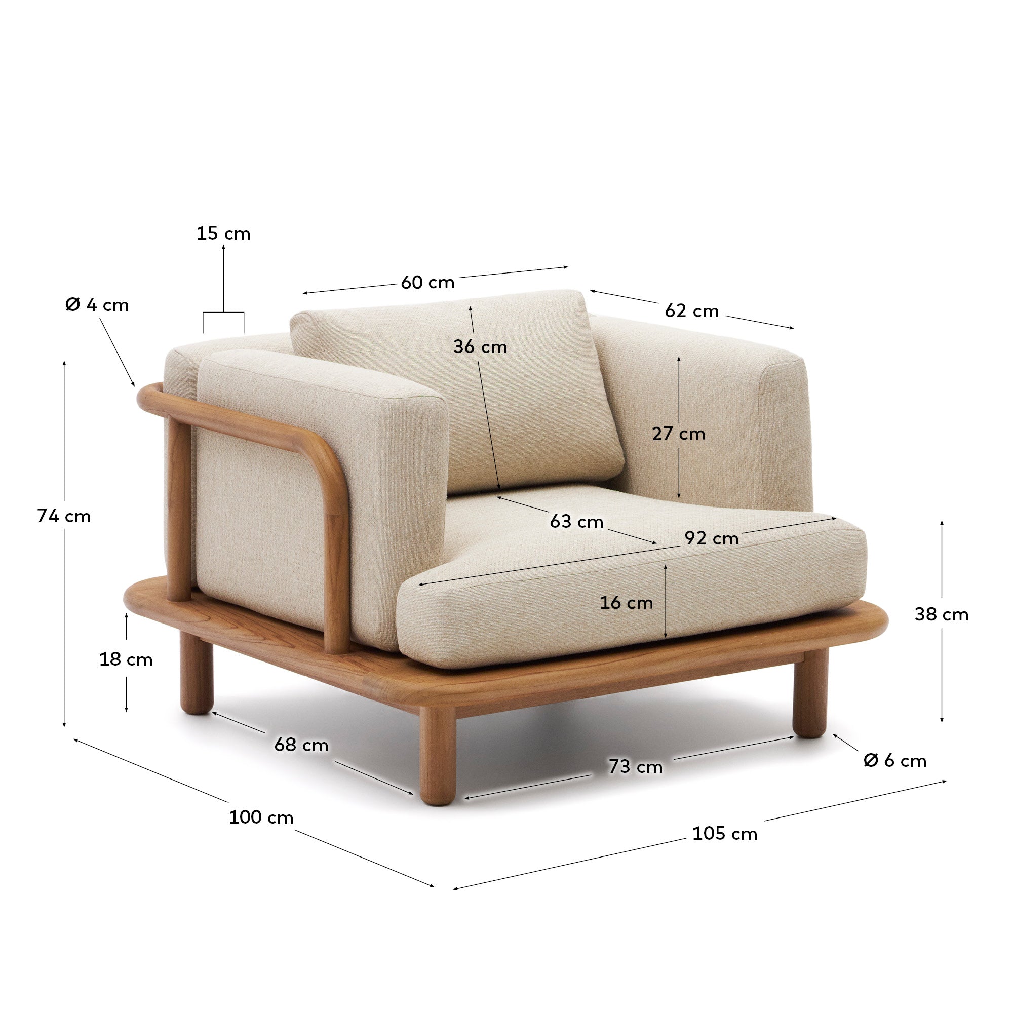 Turqueta armchair made from solid teak wood FSC 100%