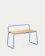 Tinn ash veneer bench with a blue metal structure, 75 cm