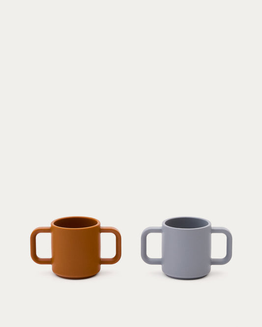 Lili set of two cups in orange and blue silicone