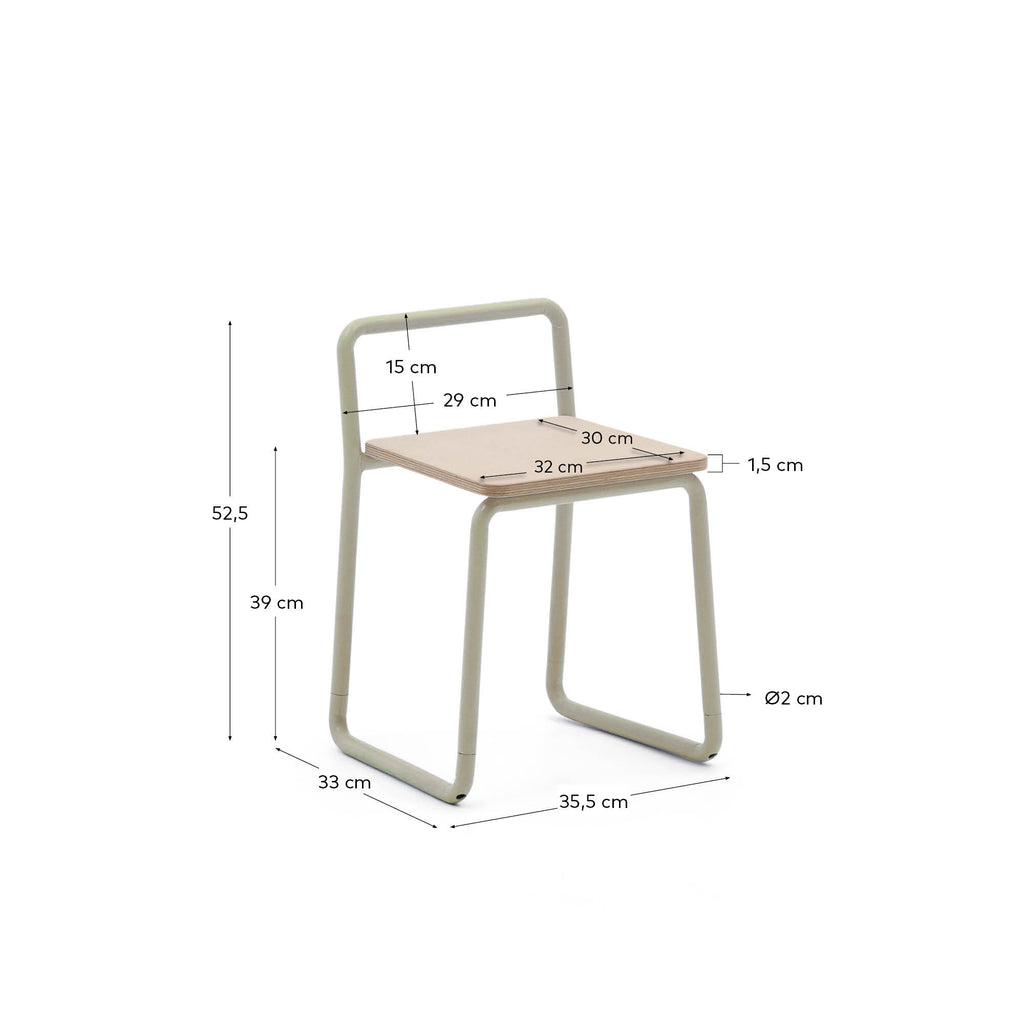 tinn stolica od furnira od jasena sa bež metalnom strukturom