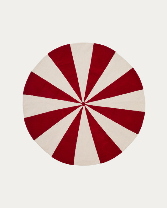 Virla bež i crvena, tepih od 100% pamuka, Ø 100 cm