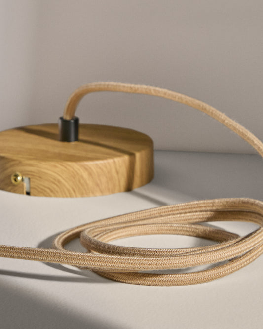 Kaede metal lamp with wood effect, 150 cm