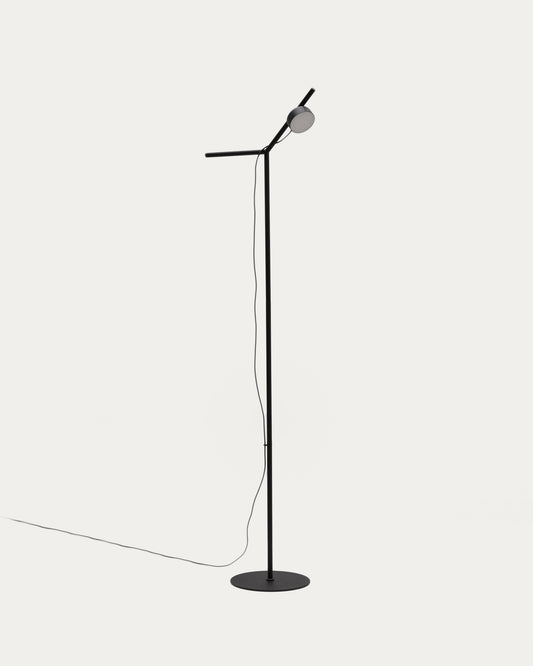 Orey black metal floor lamp with multi-position spotlight