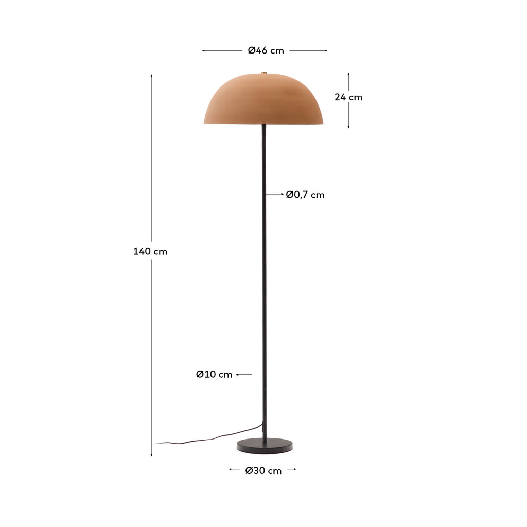 Nibla crna metalna podna lampa sa sjenilom od terakote