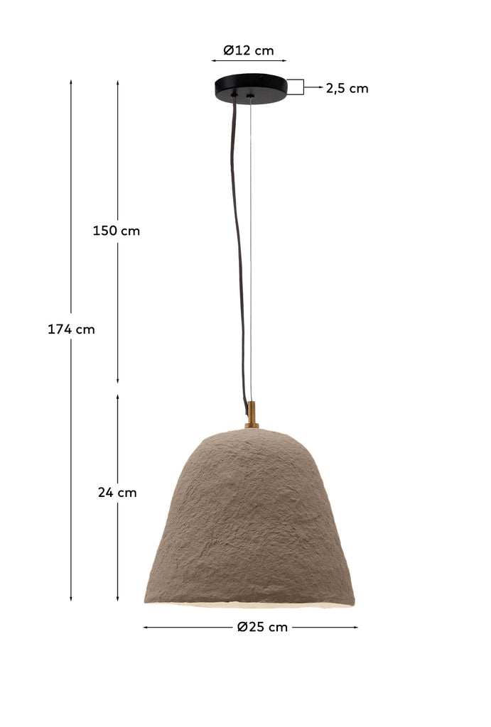 Lisora plafonska lampa u braon papir-mašeu Ø25cm
