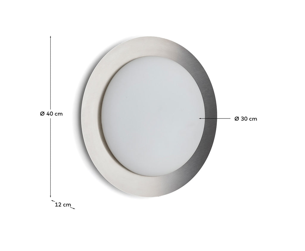 Novae ceiling lamp in light gray brushed metal with frosted glass Ø 40 cm