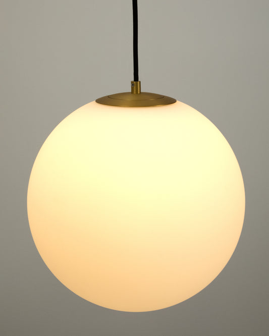 Brisia metal ceiling lamp with brushed brass finish and 1 matte glass ball Ø30cm