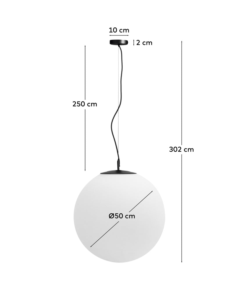 Brisia metalna plafonska lampa sa crnim finišem i 1 mat staklenom kuglom Ø50cm