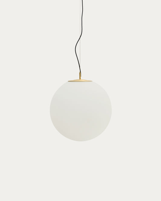 Brisia metal ceiling lamp with brushed brass finish and 1 frosted glass ball Ø50cm