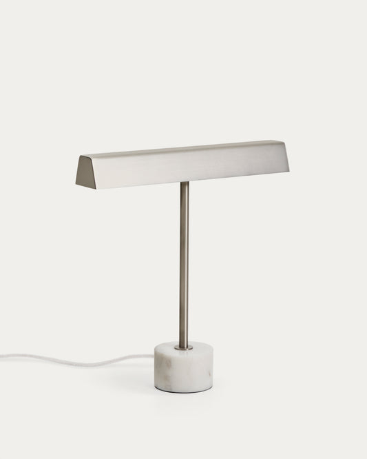 Lynor stona lampa od brušenog metala sa bazom od belog mermera