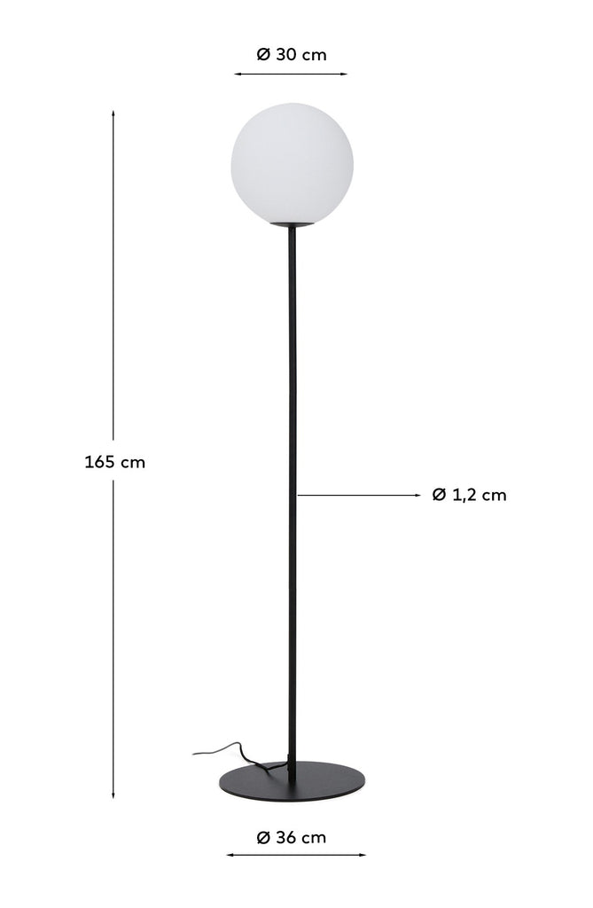 Brisia metalna podna lampa sa crnim finišem i 1 mat staklenom kuglom Ø30cm