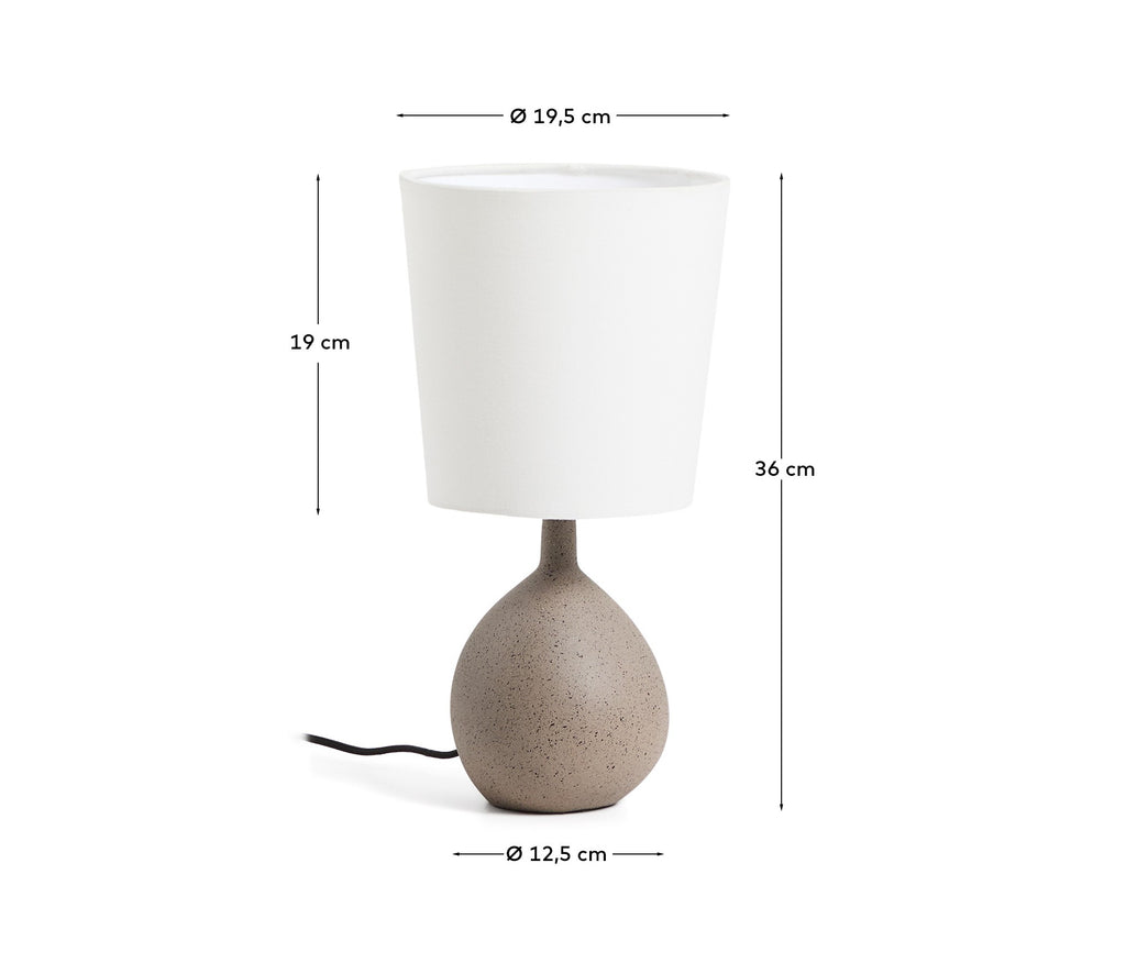Viona small table lamp with textured imitation stone and cotton lampshade
