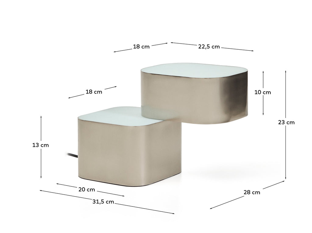 Tandan table lamp in gray metal with a brushed finish