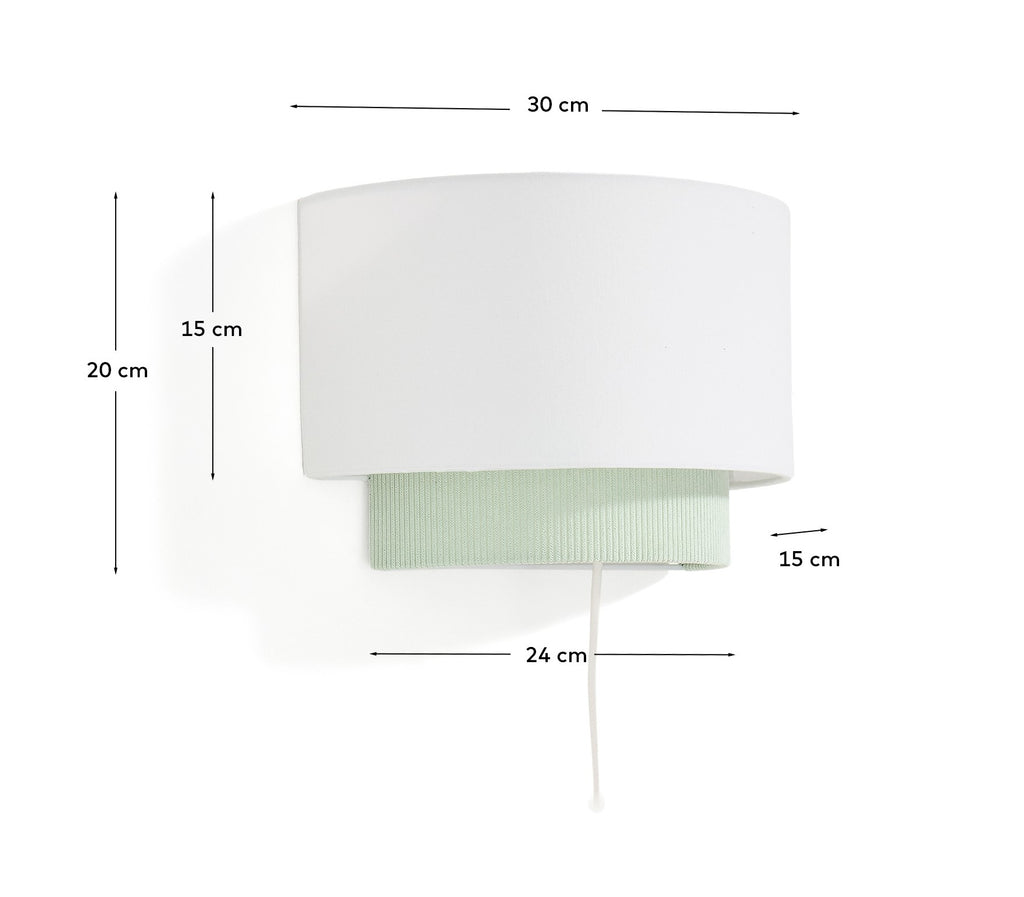 Bianella wall lamp made of cotton and turquoise canvas Ø 40 cm