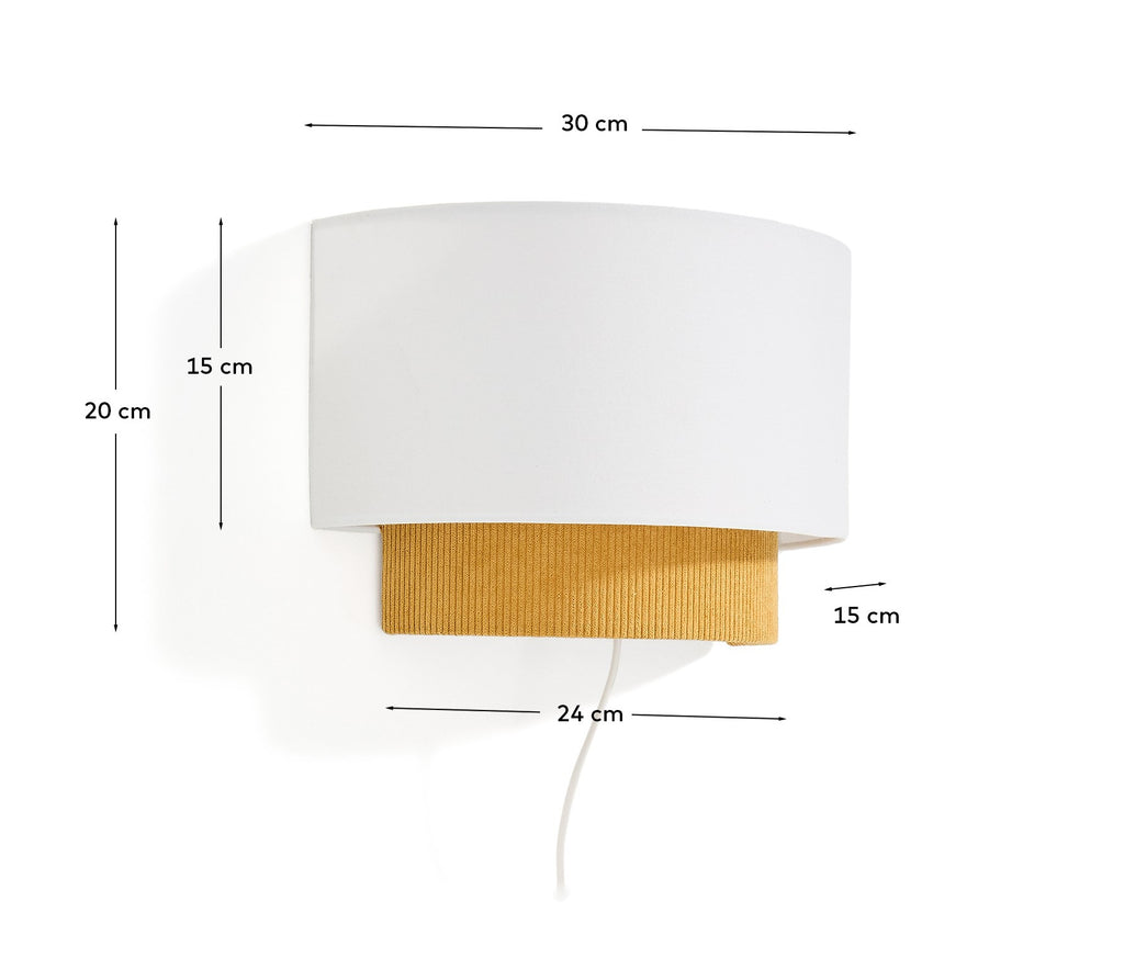 Bianella wall lamp made of cotton and mustard canvas Ø 40 cm