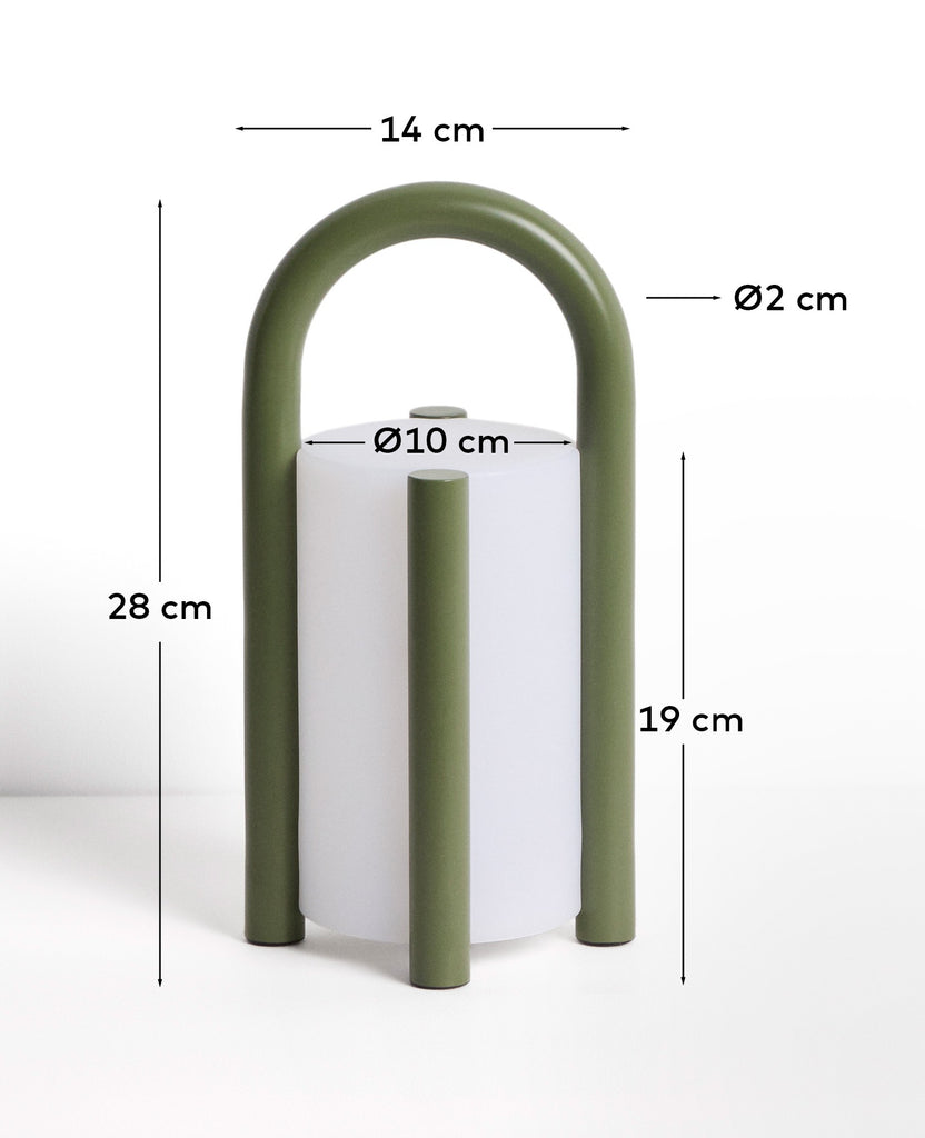 Small portable table lamp Leros made of polyethylene and green color with metal part