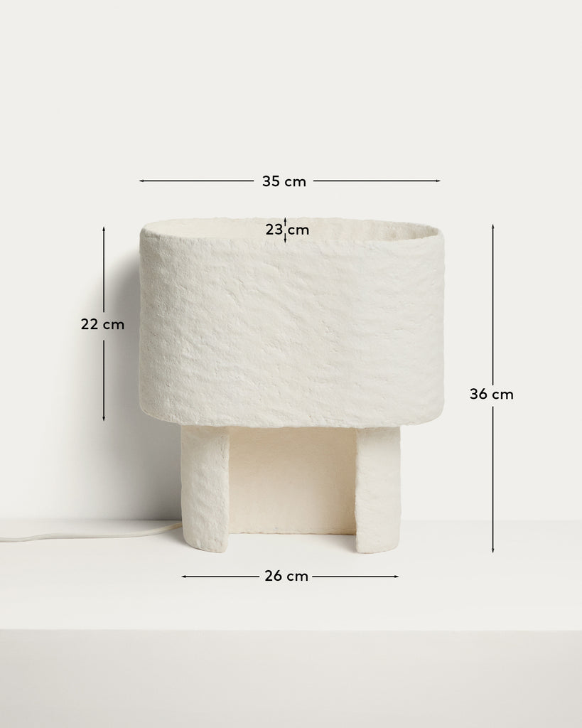 Bedala table lamp made of white papier-mâché