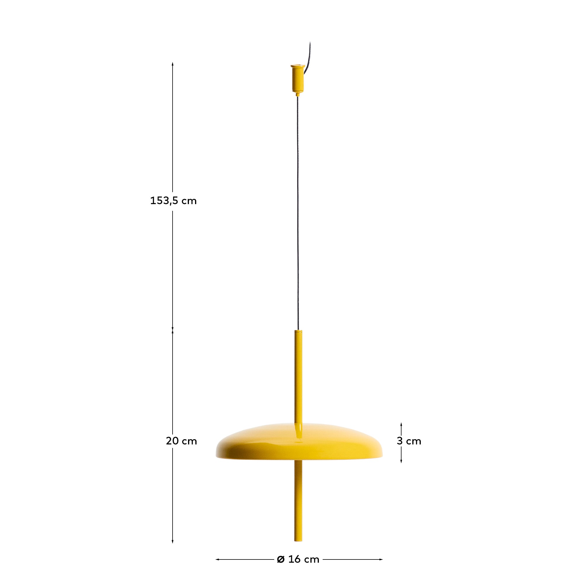 Porte žuta aluminijumska prenosiva plafonska lampa, Ø 16 cm