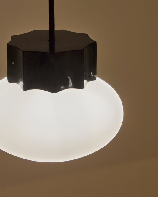 Idela plafonska lampa od dimljenog stakla i crnog mermera, Ø15cm