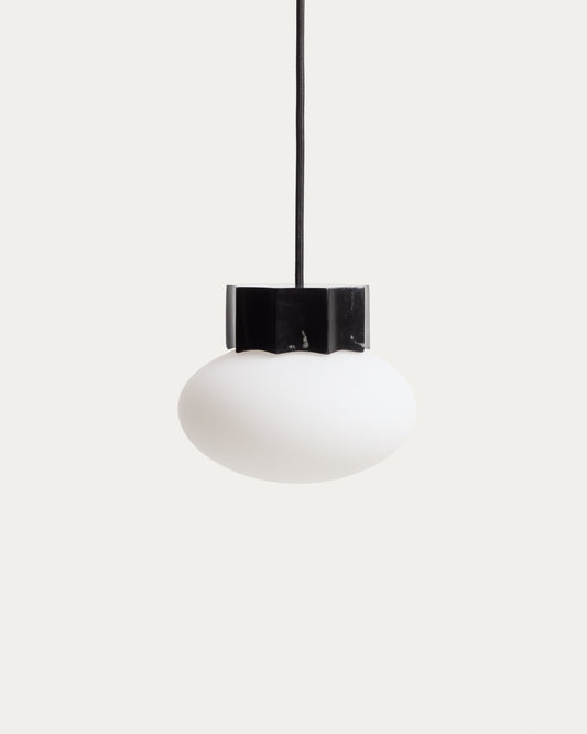 Idela plafonska lampa od dimljenog stakla i crnog mermera, Ø15cm