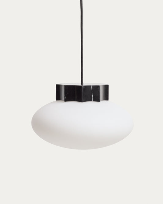 Idela plafonska lampa od dimljenog stakla i crnog mermera, Ø26cm