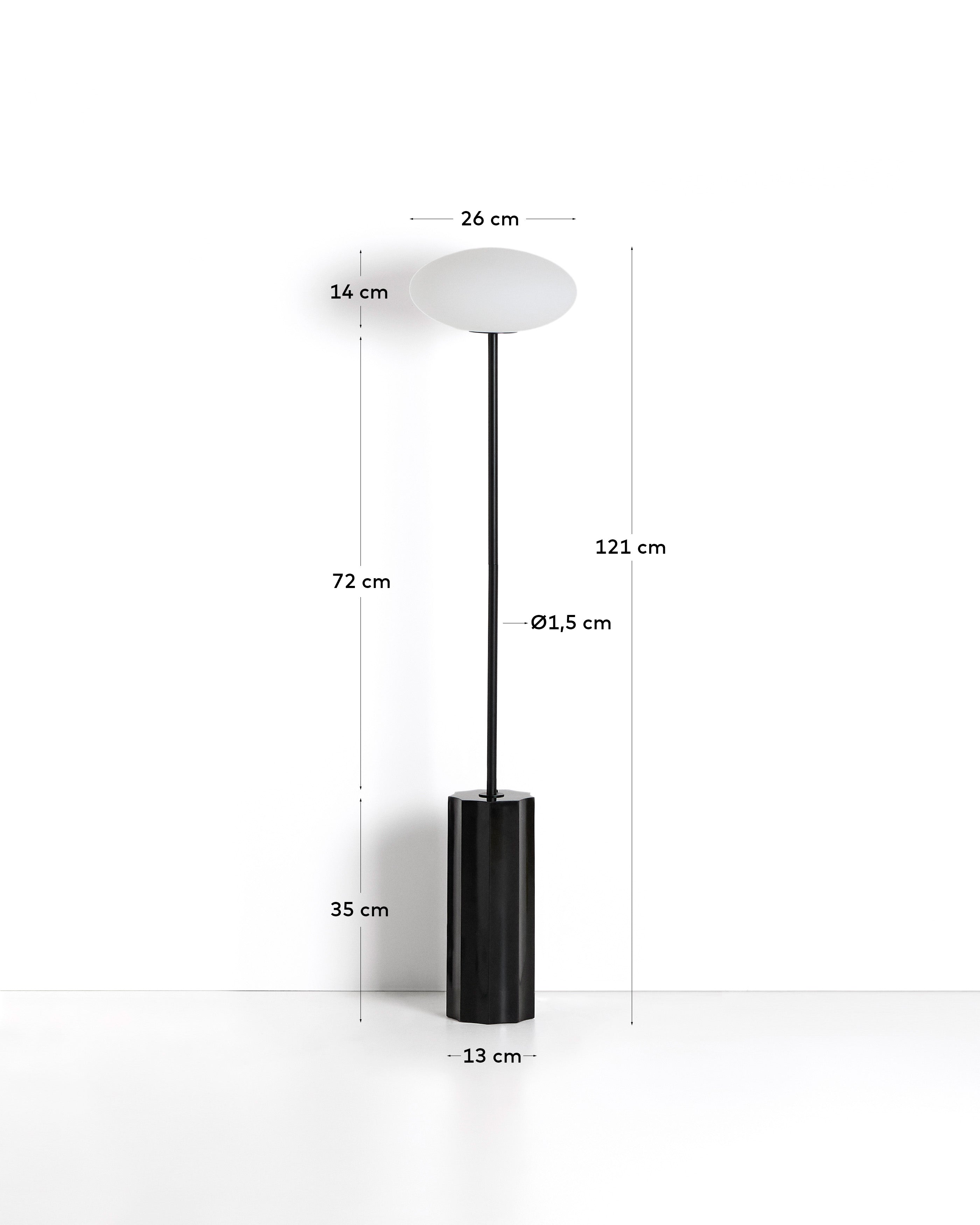 Idela podna lampa od dimljenog stakla i crnog mermera