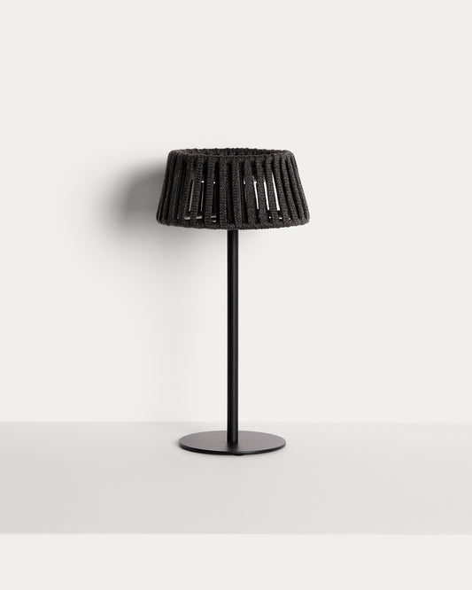Aldet spoljna solarna stona lampa od crnog pljosnatog kanapa sa metalnim postoljem