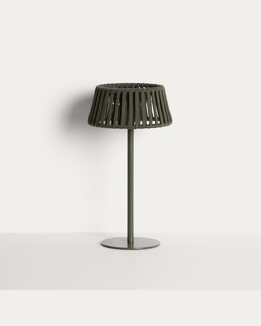 Aldet spoljna solarna stona lampa od zelenog pljosnatog kanapa sa metalnim postoljem