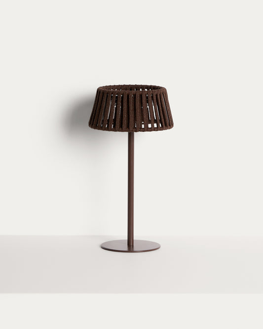 Aldet spoljna solarna stona lampa od braon pljosnatog kanapa sa metalnim postoljem