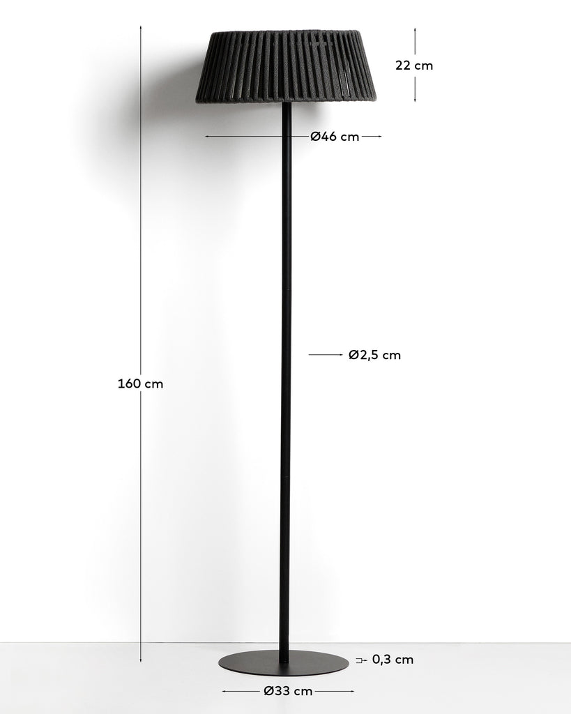 Stona solarna lampa Aldet za spoljašnje prostore od ravnog kanapa sa postoljem od metala, boja crna Ø46 cm
