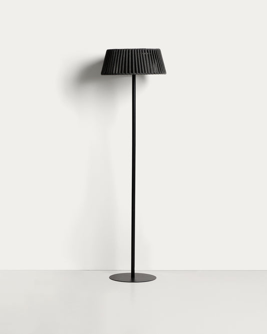 Aldet spoljna solarna podna lampa od crnog pljosnatog kanapa sa metalnom bazom, Ø46cm