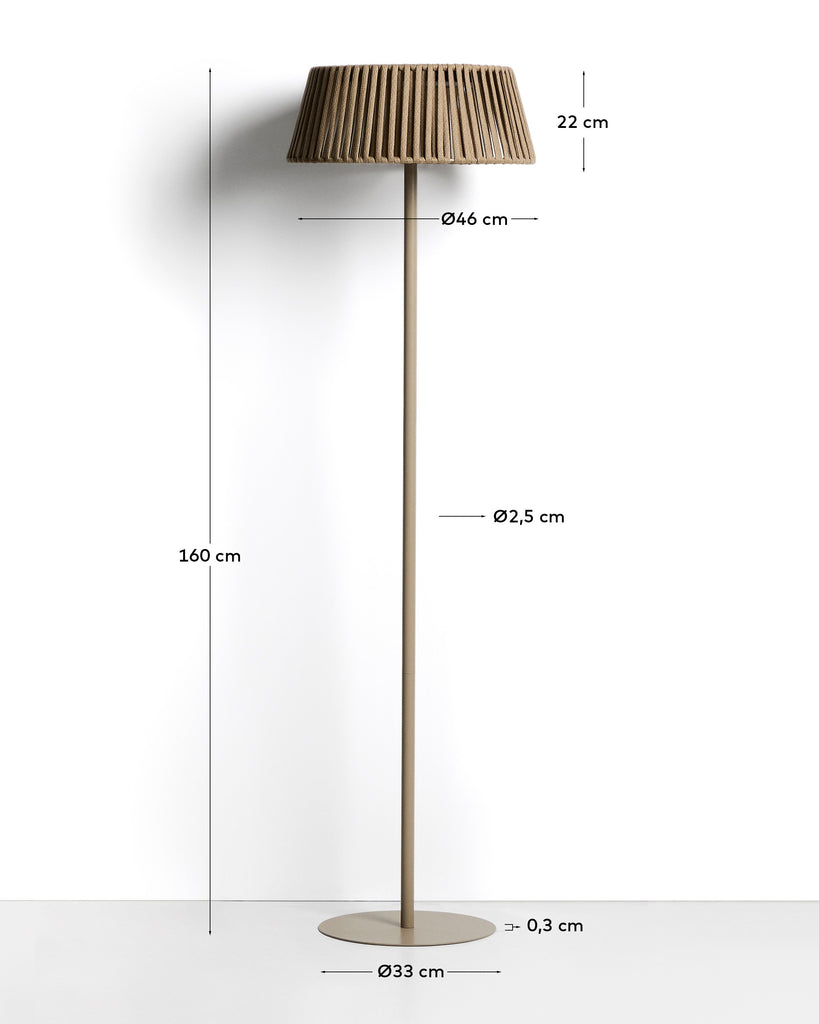 Stona solarna lampa Aldet za spoljašnje prostore od ravnog kanapa sa postoljem od metala, boja bež Ø46 cm