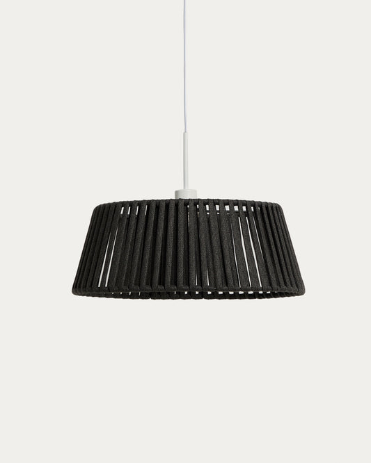 Aldet abažur za plafonsku lampu od crnog pljosnatog kanapa, Ø46cm