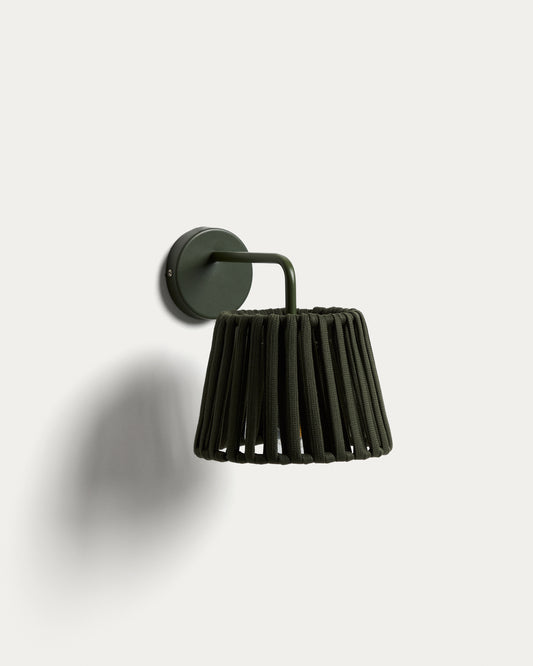 Aldet zelena spoljna zidna lampa od pljosnatog kanapa i metala