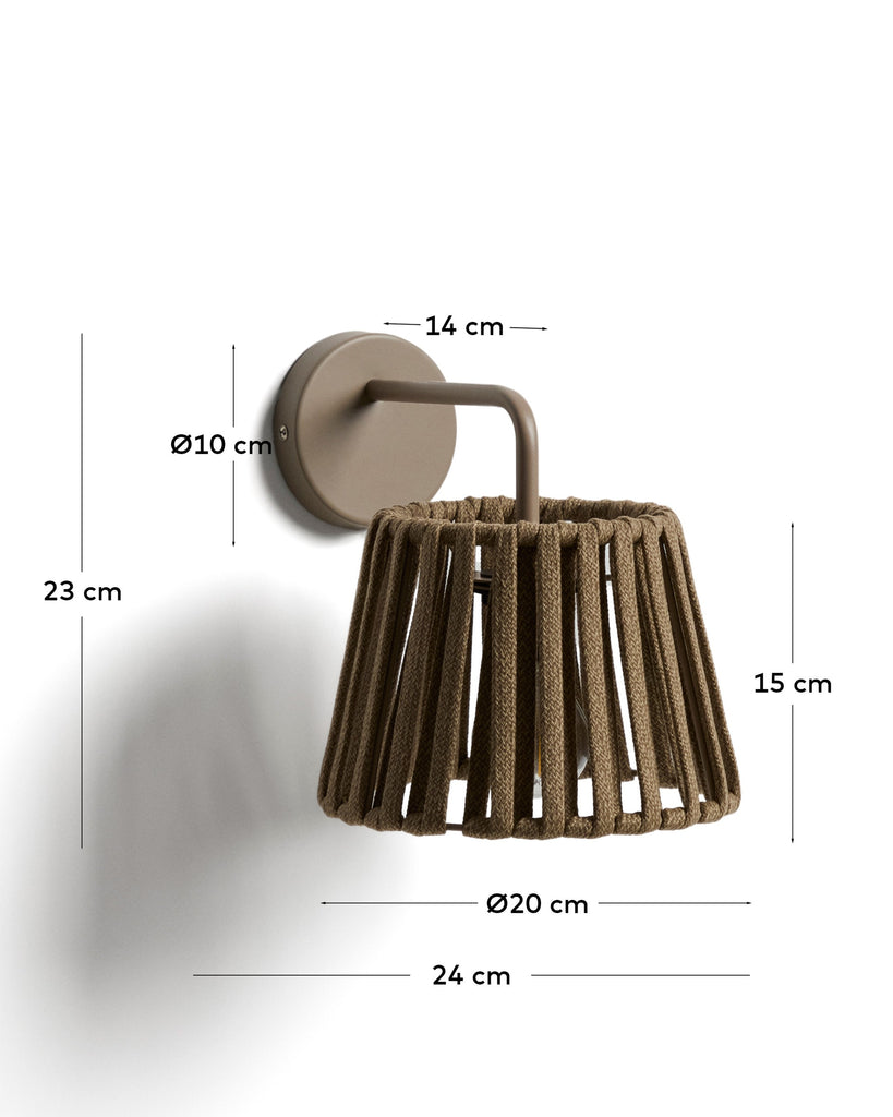 Zidna lampa za spoljašnje prostore Aldet od ravnog kanapa i metala, boja bež