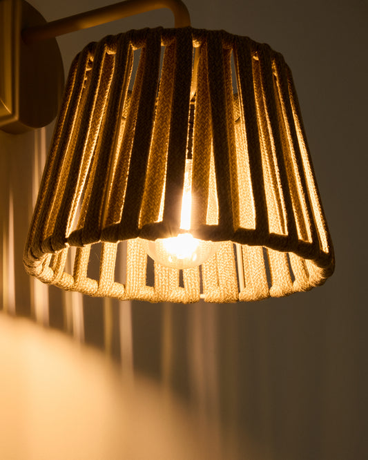 Zidna lampa za spoljašnje prostore Aldet od ravnog kanapa i metala, boja bež