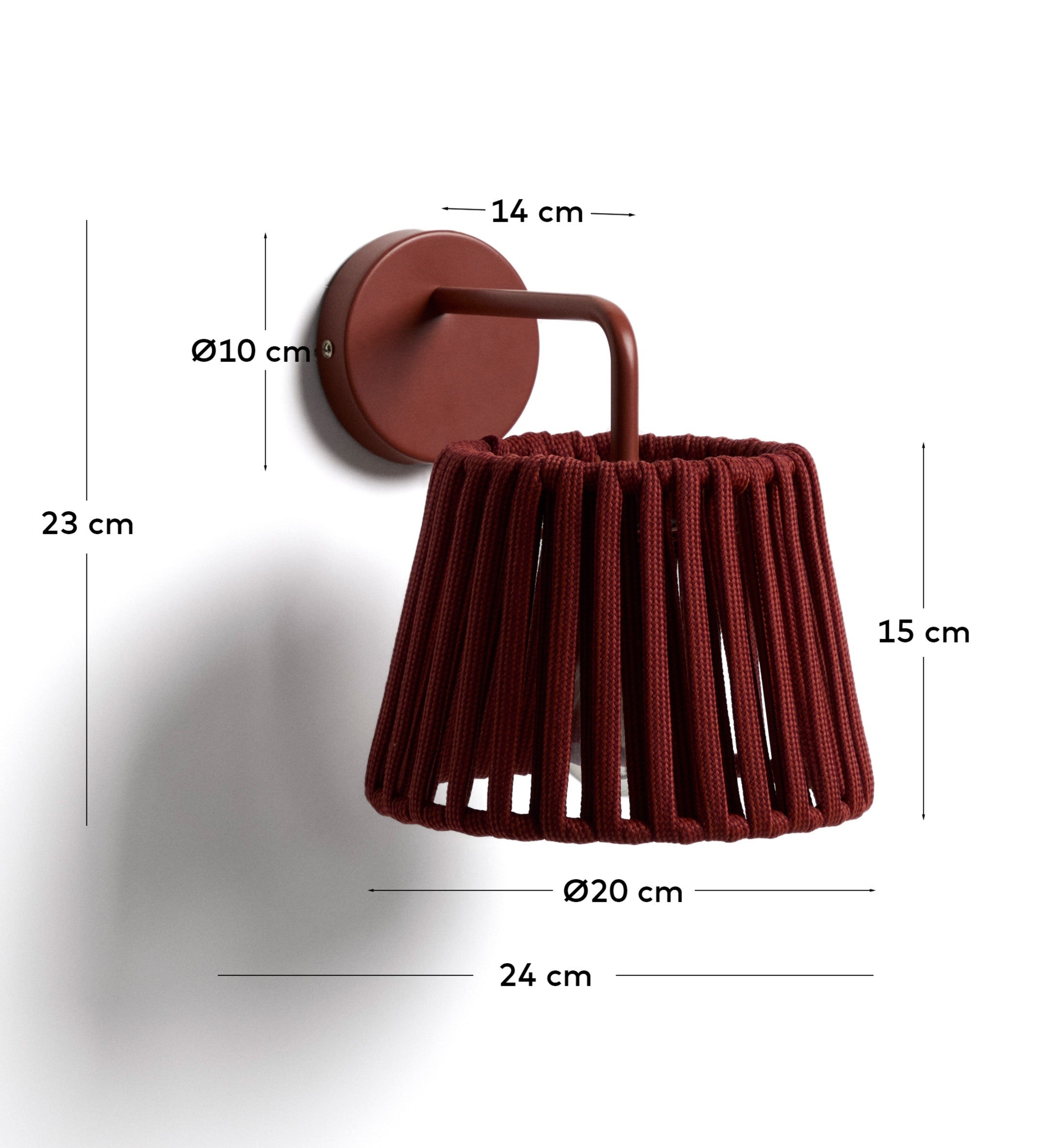 Aldet spoljna zidna lampa boje terakote od pljosnatog kanapa i metala