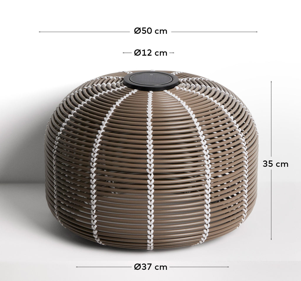 Solarna stolna lampa za spoljašnju upotrebu Garoina LED od sintetičkog ratana, topo Ø50 cm