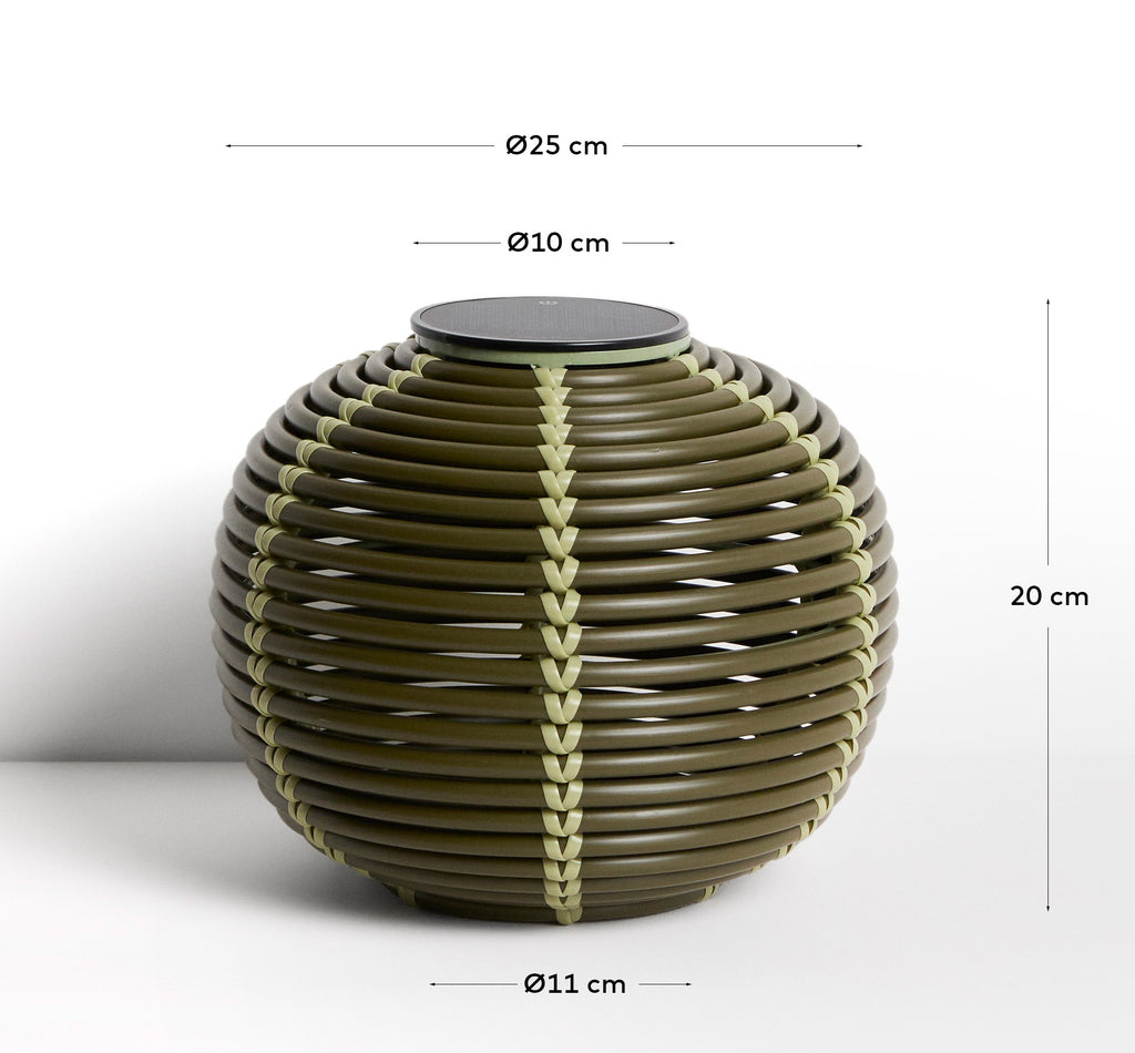 Solarna stolna lampa za spoljašnju upotrebu Garoina LED od sintetičkog ratana, zelena Ø25 cm