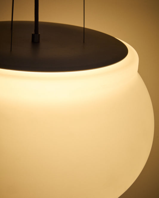 Leruna frosted glass and metal LED ceiling lamp with galvanised finish Ø 40 cm